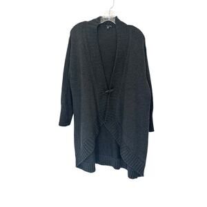 Eileen Fisher Cardigan Black Wool Soft Cozy Cable Knit Oversized Relaxed Size XL